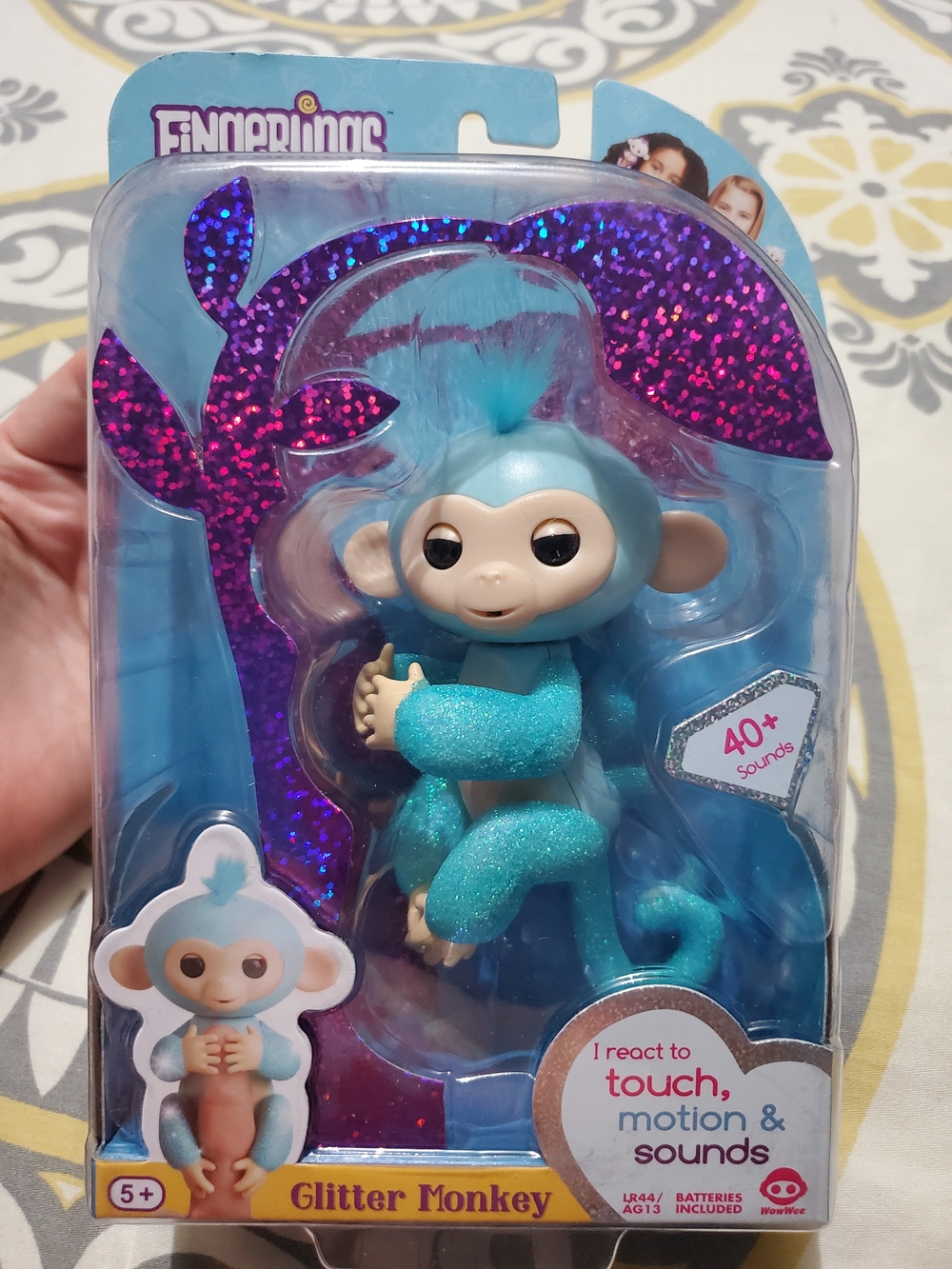 Fingerlings Glitter Monkey - Blue Sparkle Interactive Toy